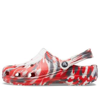 Crocs クラシック クロッグ マーブル ビーチ スポーツ ユニセックス レッドホワイト サンダル “レッドホワイト” 206867-884