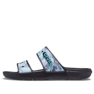 Crocs クラシック カジュアル ユニセックス ブルー ブラック スリッパ 207283-988