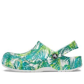 Crocs 4プリント アウトドア フラットヒール ビーチスポーツ ホワイトグリーンサンダル “ホワイトグリーン” 206230-1C8