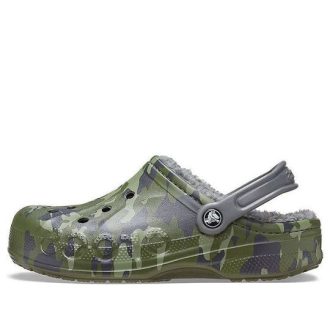 Crocs Baya 裏地付きクロッグ プリント フリース裏地 ユニセックス カモフラージュ スリッパ 205975-97G
