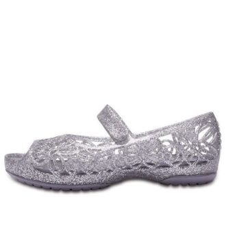 Crocs (GS) イザベラ グリッター ピープトゥ サンダル “シルバー” 202602-040