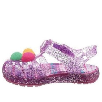 Crocs (GS) イザベラ グリッター フラットサンダル “パープルピンク” 205038-518 Crocs (GS) イザベラ グリッター フラットサンダル “パープルピンク” 205038-518
