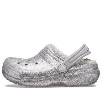 Crocs (GS) クラシック グリッター ライニング クロッグ “シルバーグレー” 205937-00N