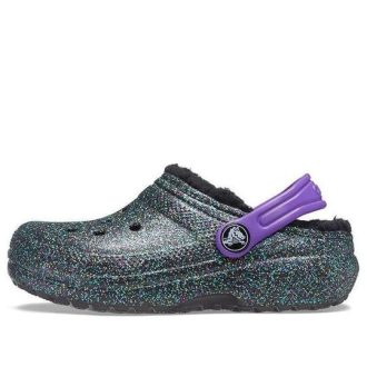 Crocs (GS) クラシック ラインド クロッグ “ブラック パープル スパークル” 205937-9BD