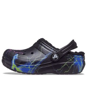 Crocs (GS) クラシック ファズ ライン クロッグ「ブラック ライトニング」207322-0C4