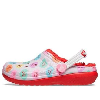 Crocs (GS) クラシック ラインド エレベーテッド スウィートハート クロッグ “レッド ホワイト” 207738-119