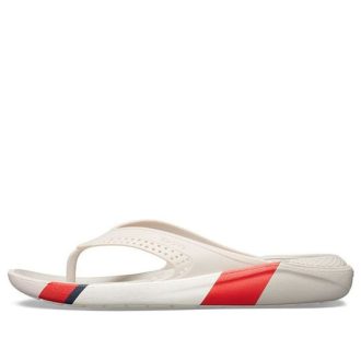 Crocs LiteRide カラーブロック スライド “ホワイトレッド” 205625-6PL