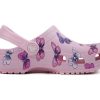Crocs (PS) クラシッククロッグ バタフライパターン アウトドア フラットヒール スポーツ ピンク サンダル 206414-6GD