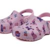 Crocs (PS) クラシッククロッグ バタフライパターン アウトドア フラットヒール スポーツ ピンク サンダル 206414-6GD