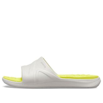 Crocs Reviva ブロードストラップ ラウンドトゥ スライド “イエローホワイト” 205546-1CC