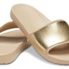 Crocs (WMNS) スローン シャイン ロー スライド ミニマル カジュアル フラット ブラウン ゴールドカラー スリッパ “ブラウン ゴールド” 206921-212
