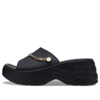 Crocs (WMNS) スカイライン シマー スライド “ブラック ゴールド” 208582-072