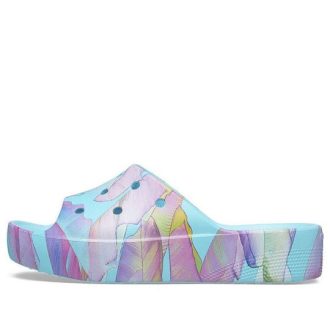 Crocs (WMNS) クラシック プラットフォーム パーム プリント スライド “ブルー マルチカラー” 208607-4NQ