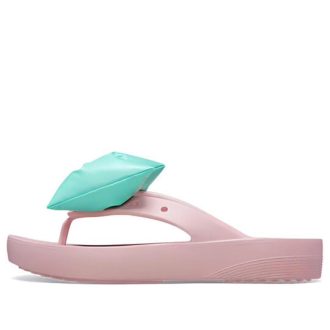 Crocs (WMNS) クラシック プラットフォーム ボウ フリップフロップ “ピンク ティール” 210182-606