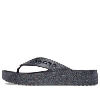 Crocs (WMNS) Baya プラットフォーム グリッター フリップサンダル “ブラック” 208463