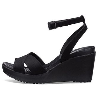 Crocs (WMNS) Leigh II クロスストラップ アンクル ウェッジサンダル “ブラック” 204950-060