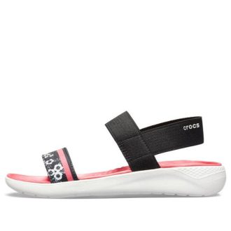 Crocs (WMNS) LiteRide パターン アウトドア オープントゥ ブラックレッド サンダル “ブラックレッド” 205868-066